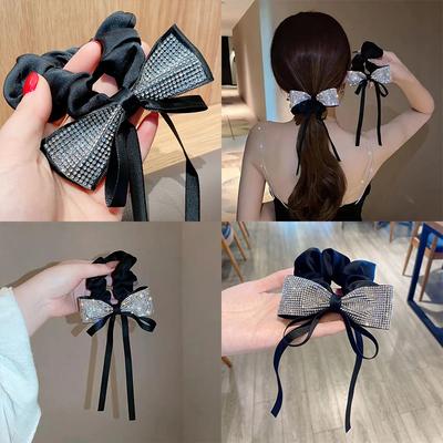 New Korean Fashion Bow Ribbon Hair Loop for Women Exquisite Temperament Rubber Band Headband Girls Hair Accessories