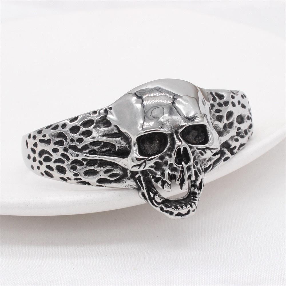 Ghost Skull Bracelet 316L Stainless Steel Biker Punk Style Skeleton Man Bangle серебряный