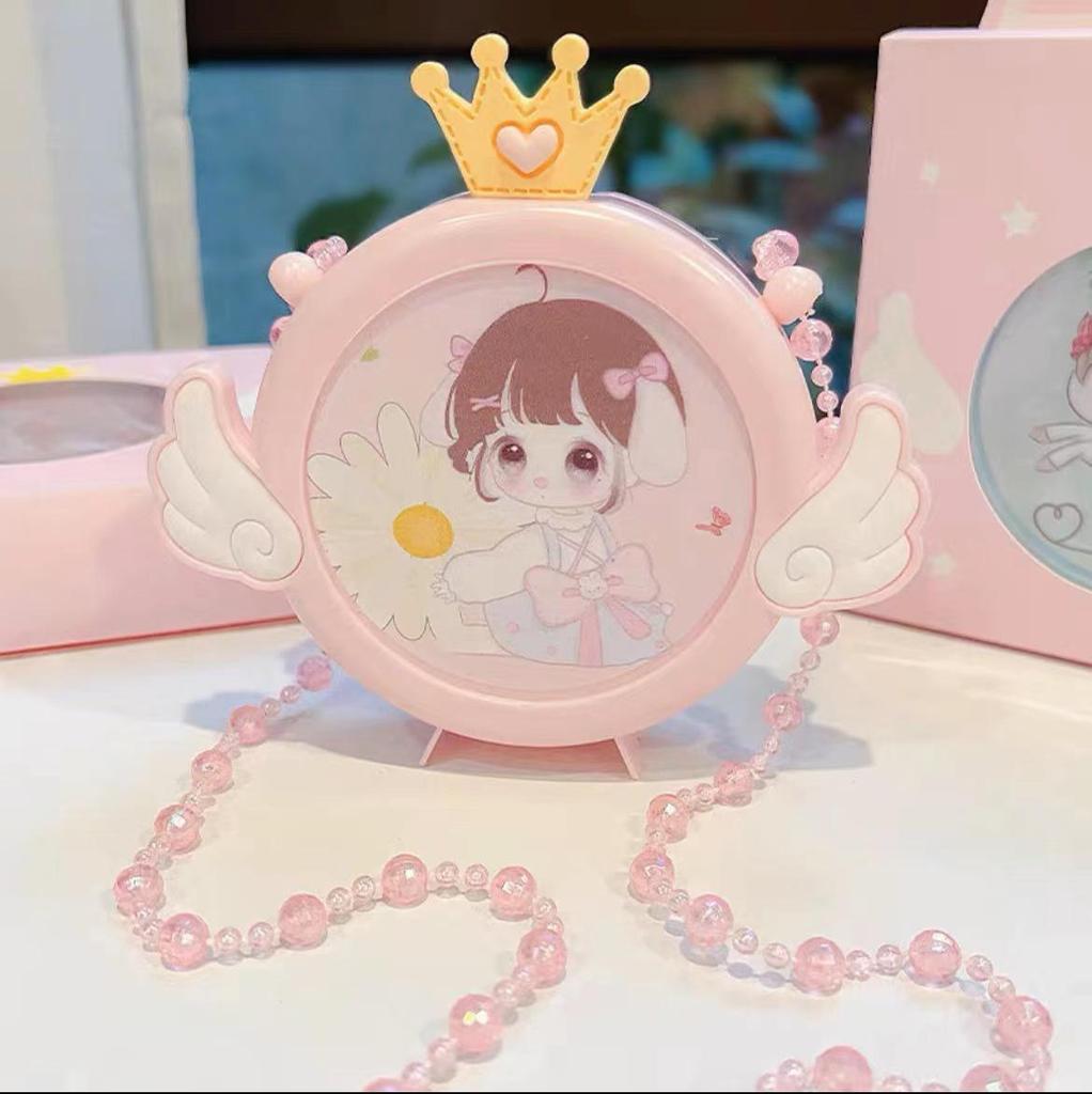 Kids' Handmade Cream PVC Crossbody Bag with Mirror Accessory