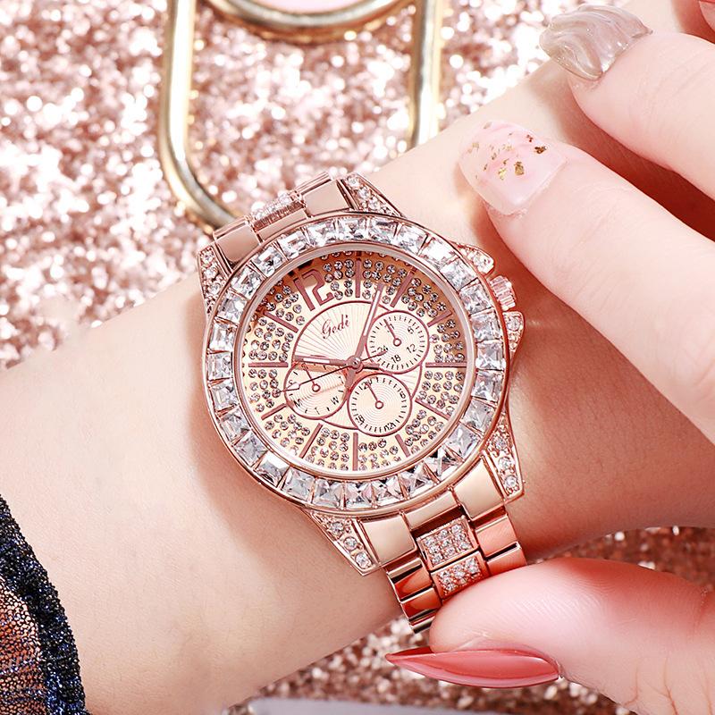 

Steel Belt Diamond-Encrusted Women S Watch, Diamond-Encrusted Women S Watch, Fashion Watch, Waterproof Quartz Watch рожевий колір золота