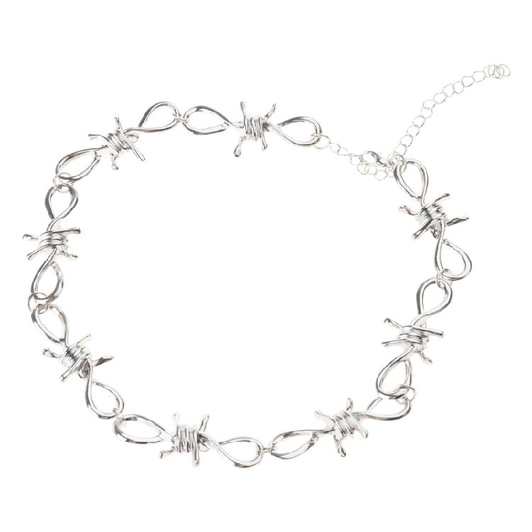 Punk Jewelry Set Barbed Wire Brambles Necklace Bracelet for Motorcyclists Bikers