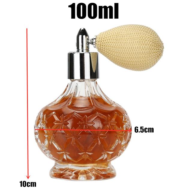100ml Kristallkunst Vintage Stil Leerer Nachfüllbarer Parfümzerstäuber Lange Quaste Sprühflasche Bitterflasche Mit Luftsack Bar Werkzeug Barzubehör