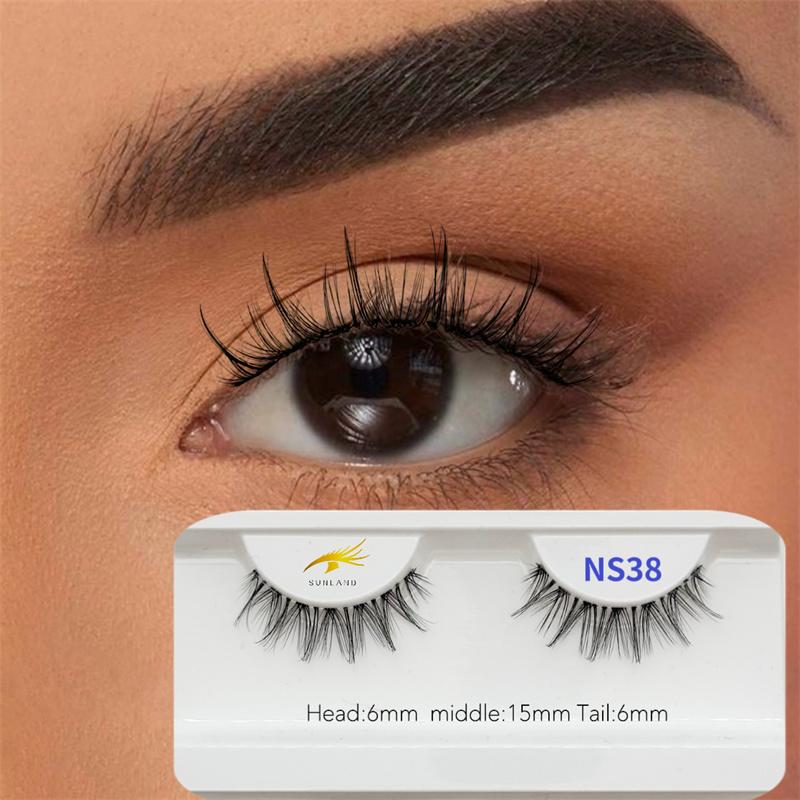 Factory Price Customized Natural Invisible Synthetic Eyelash Faux Mink Matte Flat Clear Band Lashes Handmade