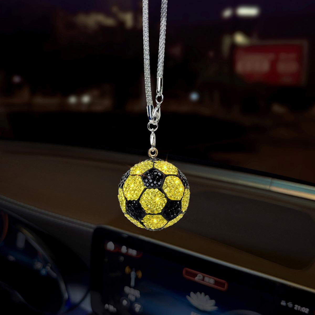 1x Bling Rhinestone Football Car Pendant, Crystal Soccer Rearview Mirror Hanging Ornament,6 Colors Football жёлтый