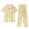 Direct supply pajamas women's fashion fresh and simple style striped control short-sleeved trousers loungewear women's casual suit