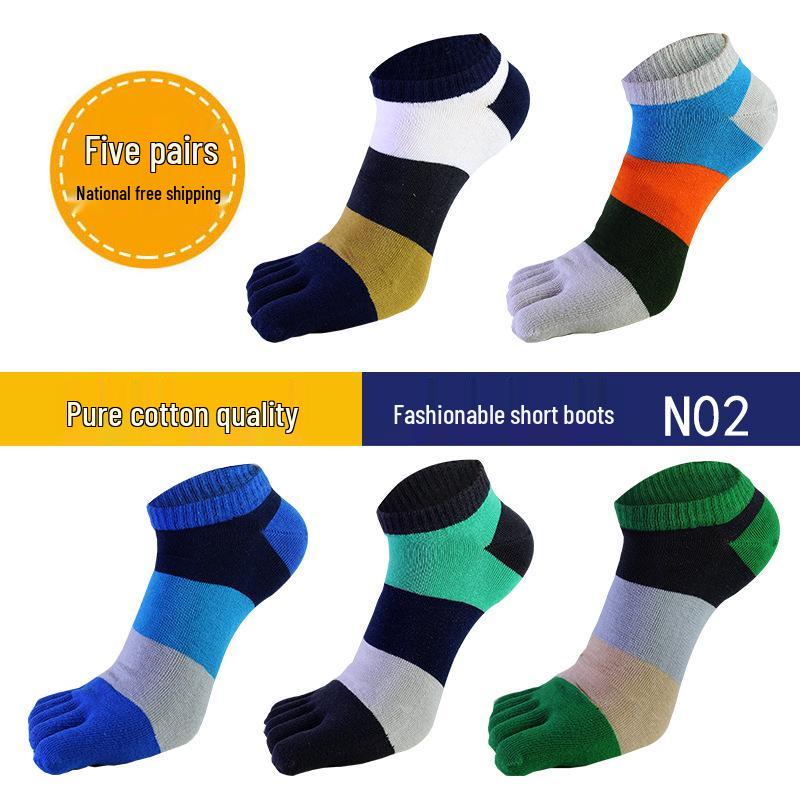 Men's Sweat-Absorbing Cotton Five-Toe Sports Socks