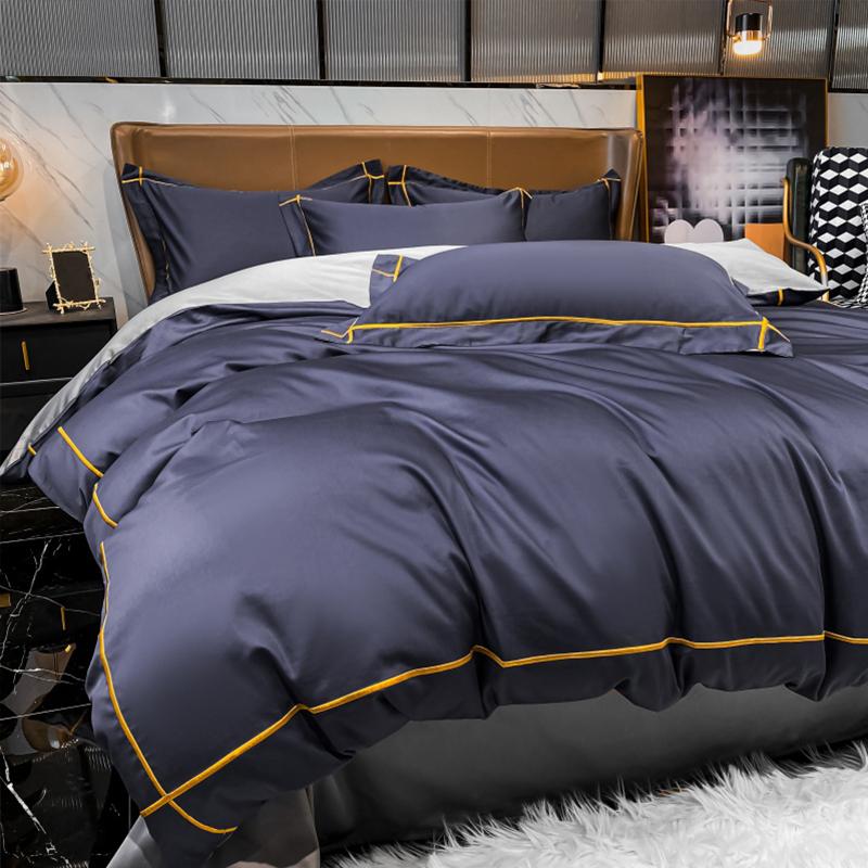 Embroidery Long-Staple 100%  Cotton Flat Sheet Silky Bedlinens Bedding Set Sheet Queen King Size