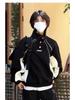 2025 Trendy Hong Kong Style Color Block Polo Shirt with Embroidery Lettering - Men's Retro Loose Hoodie
