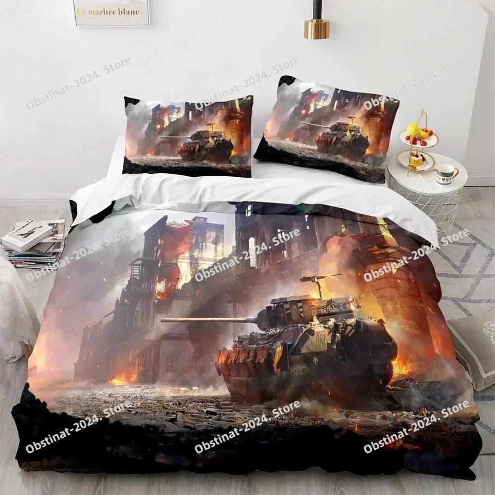 New 3D Armored Tank Duvet Cover Fighter Bedding Set for Bedroom Decor Boys Teens Military Queen King Size Polyester Quilt Cover