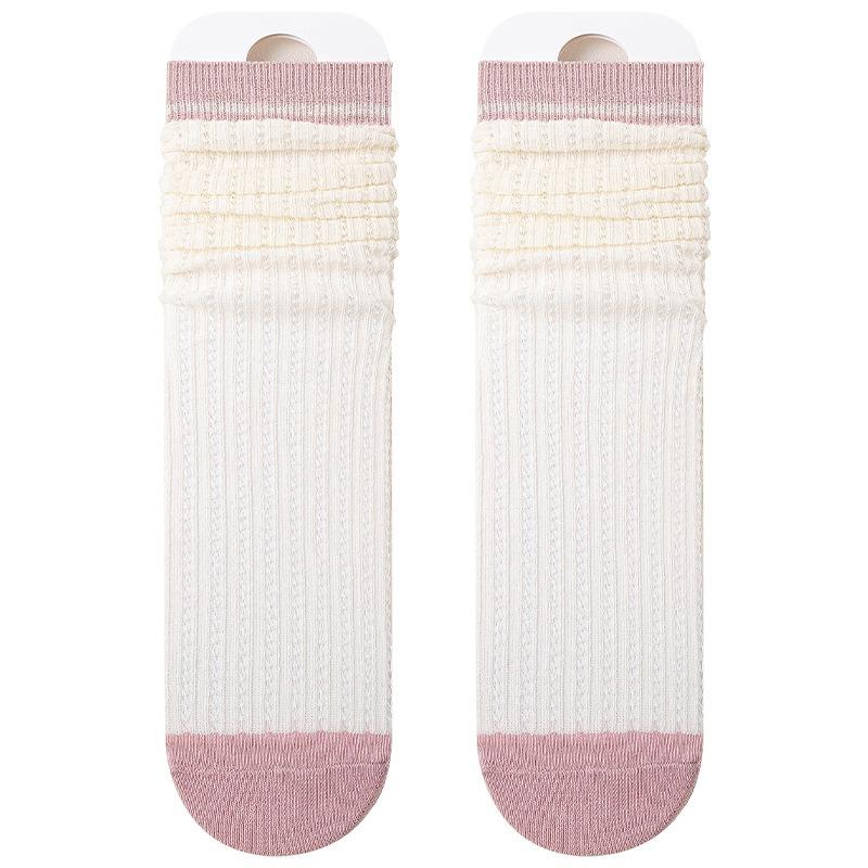 5 Pairs of Women's Spring and Autumn Deodorant Breathable Midtube Mesh Pile Cotton Socks