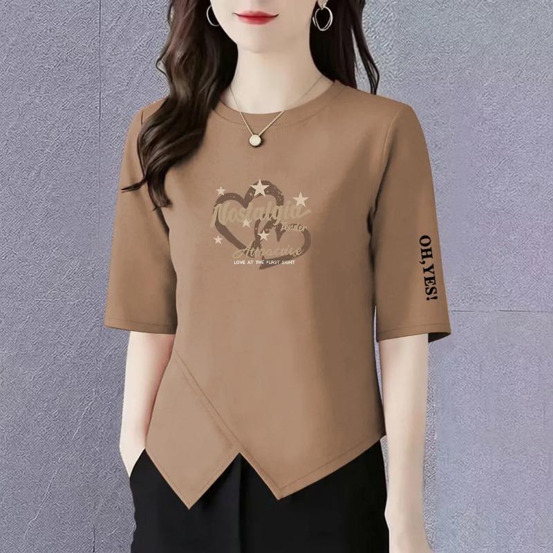 Large Size Casual Three-quarter Sleeve T-shirt Women's New Summer Loose Fashion Irregular Splicing Versatile Top