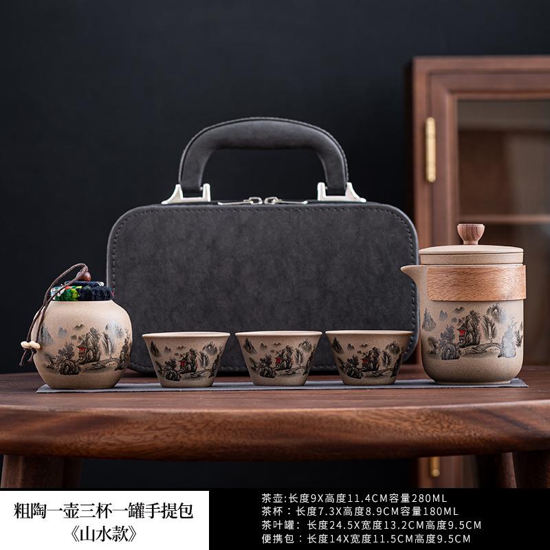 Coarse Pottery Quick Guest Cup One Pot Three Cups Travel Set Portable Outdoor Camping Tea Brewing Business Gift