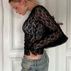 Long Sleeves See Through Lace Crop Top Solid Sexy Bodycon T-Shirt For Women Party Club Autumn Winter Clothes