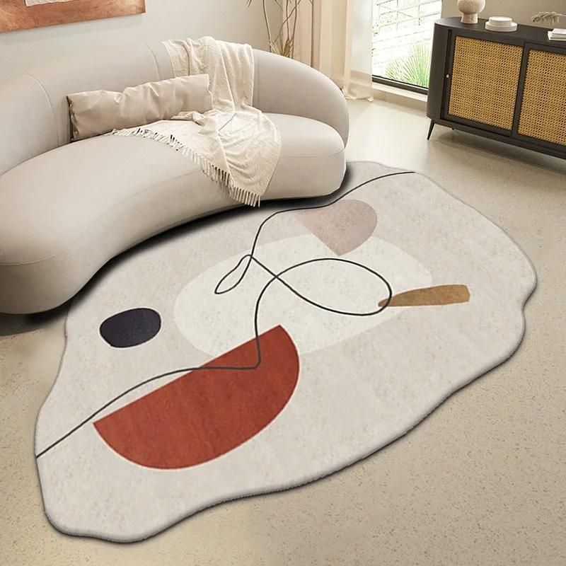 Large Modern Luxury Carpets for Living Room Fluffy Soft Green Plush Carpet Cream Irregular Rug Home Thickened Mat Washable Mats