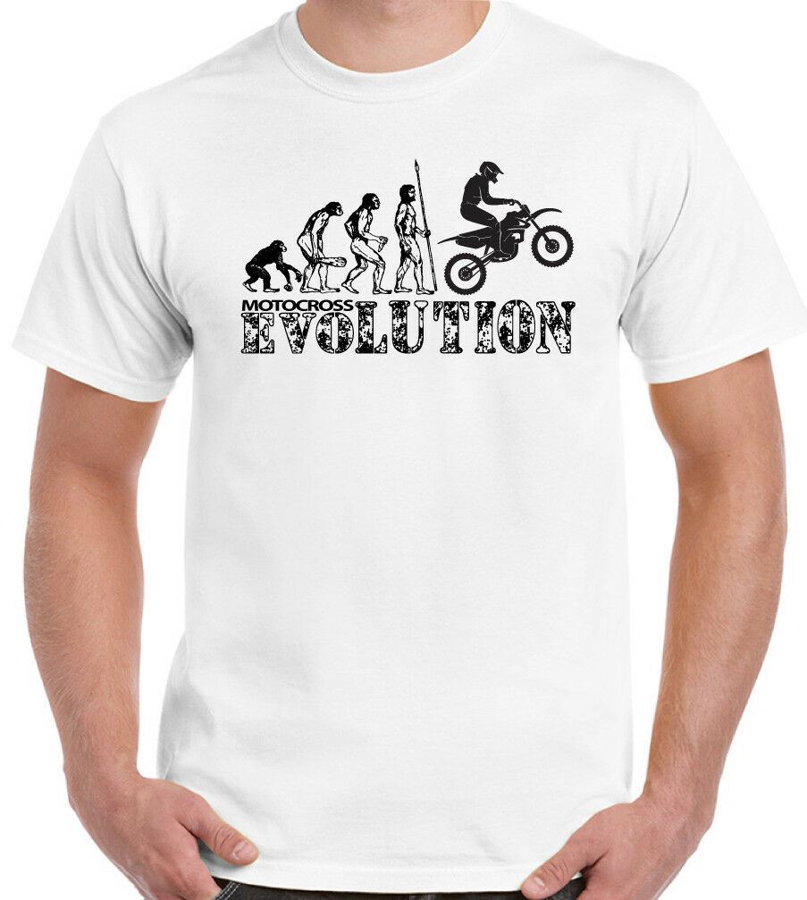 MOTOCROSS T-SHIRT Mens Evolution Funny Motox MX Bike Motorbike Biker Motorcycle M