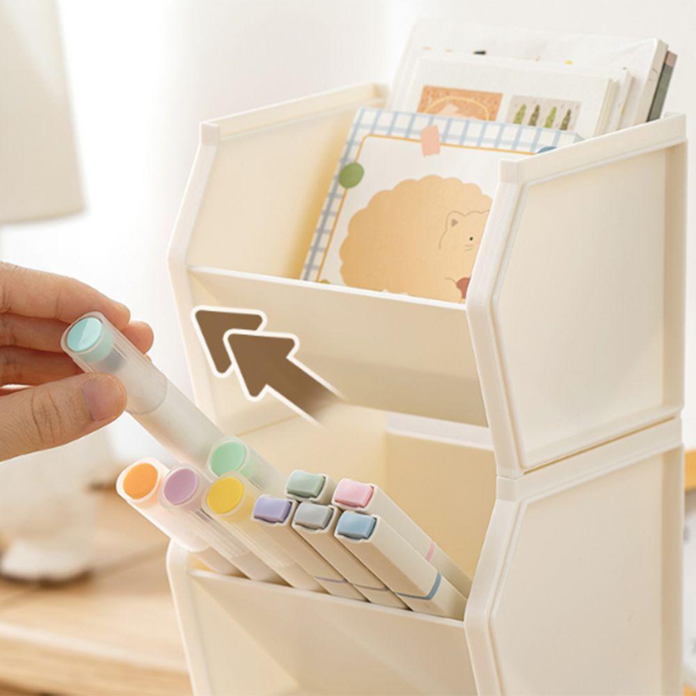 Quadrate Pen Container Plastic Stationery Storage Box Portable Pencil Holder  Office
