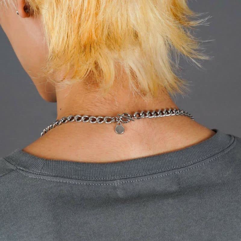 Collier à chaîne large enroulée de 7 mm de largeur coupée Kihei 50 cm en acier inoxydable chirurgical avec pochette sur mesure uniquement Kihei Thick Brand [Lion Heart] Homme