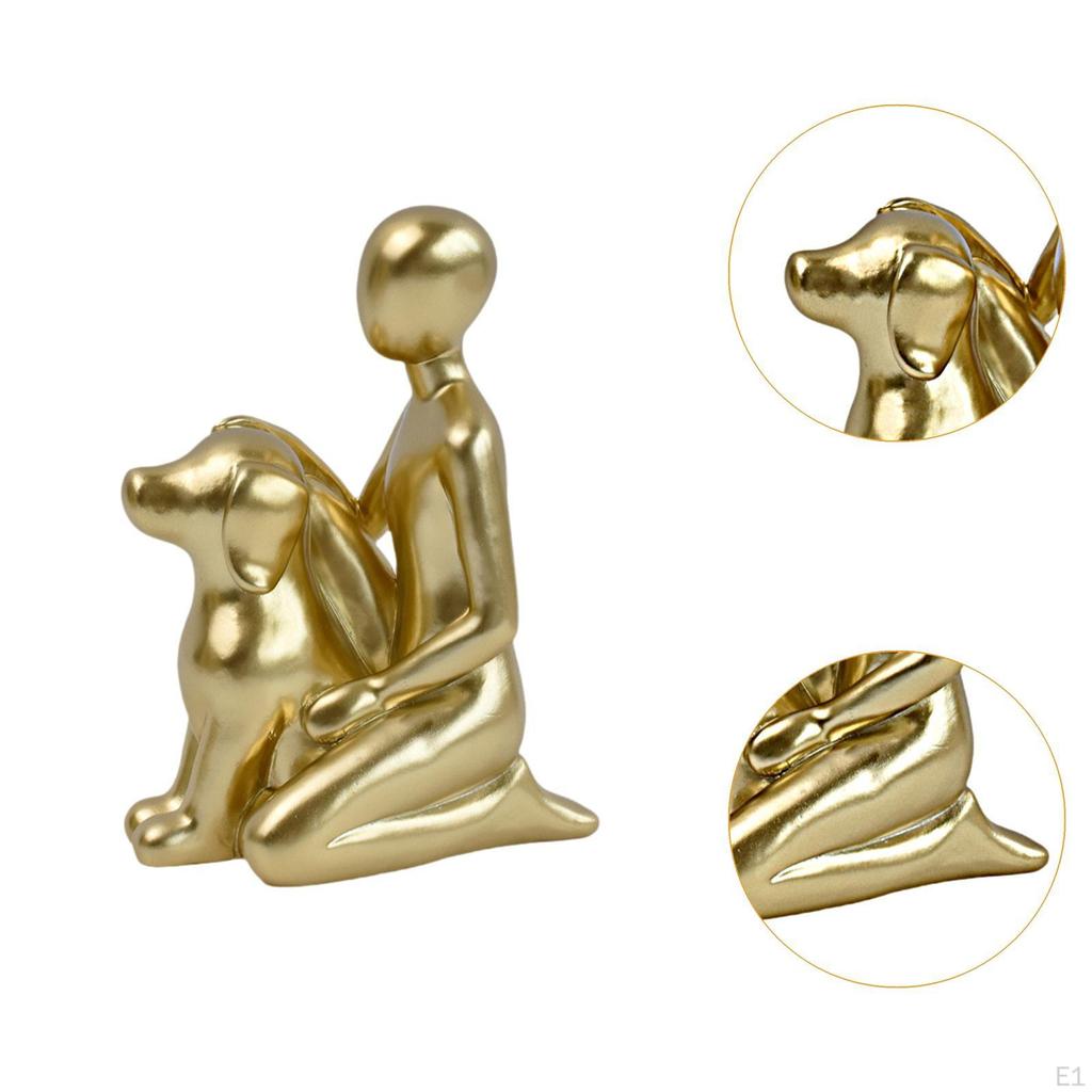 Man And Dog Statue Memorial Resin Figurine Emotional Family Sculpture Heartfelt Home Decoration