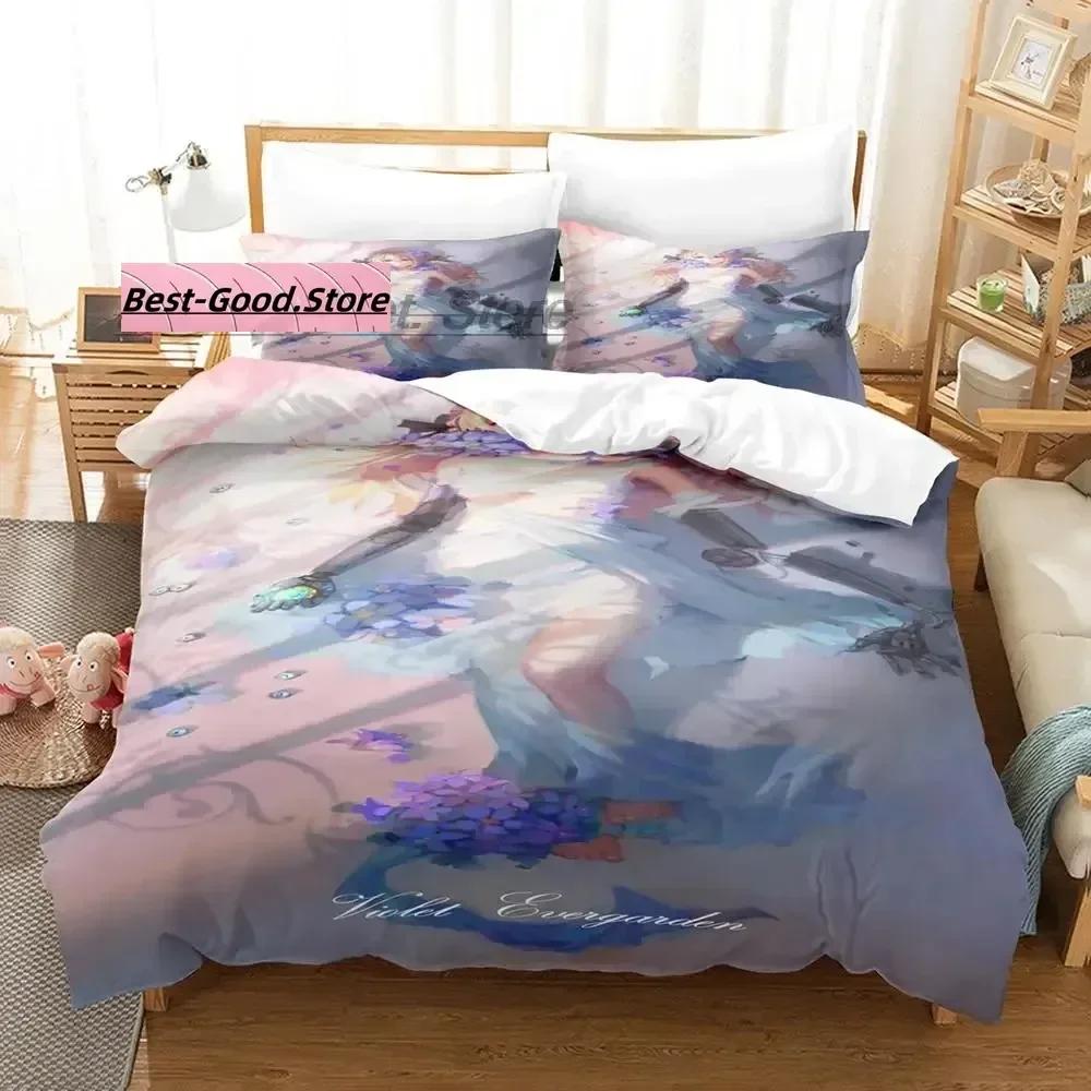 Violet Evergarden Bedding Set Single Twin Printed Bed Set With Pillowcase Duvet Cover Soft Single Double Queen Super King Size