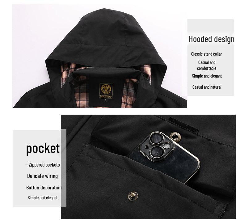 Men's Waterproof Hooded Windbreaker Jacket Parka Coat - Outdoor Casual Wear