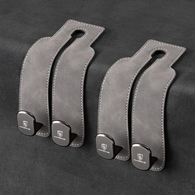 Universal Car Seat Backrest Double Hook Storage Holder Hooks For Porsche Cayenne Panamera Macan Boxster Cayman 718 911 Sticker GO3