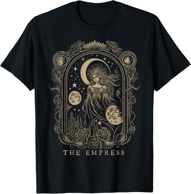 Die Kaiserin Tarotkarte Okkult Hexerei Grafik T-Shirt Baumwolle Lässig Rundhals T-Shirt für Damen