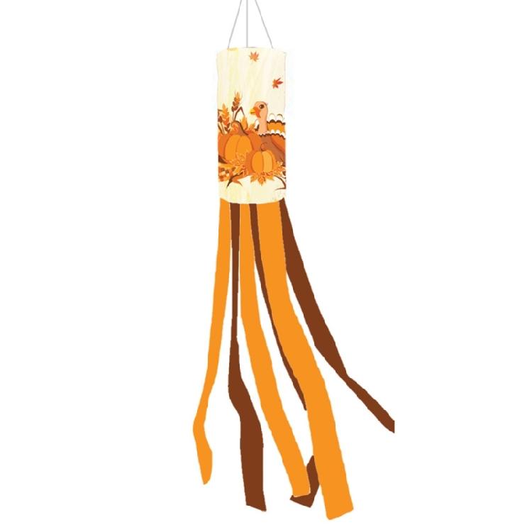 Elegant Fall Thanksgiving Windsock, 28inch Weather Resistant Decoration for Outdoor Space