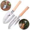 Garden Hand Trowel Heavy Duty Polished Stainless Steel Garden Shovel with Wooden Handle Digging Transplanting Shovel