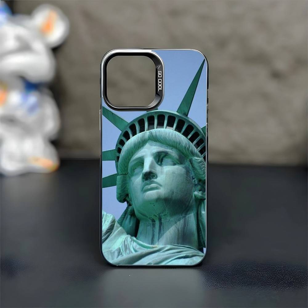 Statue-of-Liberty-New-York Phone Case For iPhone17,16,15,14,13,12,11 Plus,Pro Max Black Matte Shockproof Cover iPhone16pro