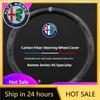 Car Stickers For Alfa Romeo Carbon Fiber Car Logo Styling Leather Steering Wheel Cover Auto Accessorie For Alfa Romeo 159 166 Sp