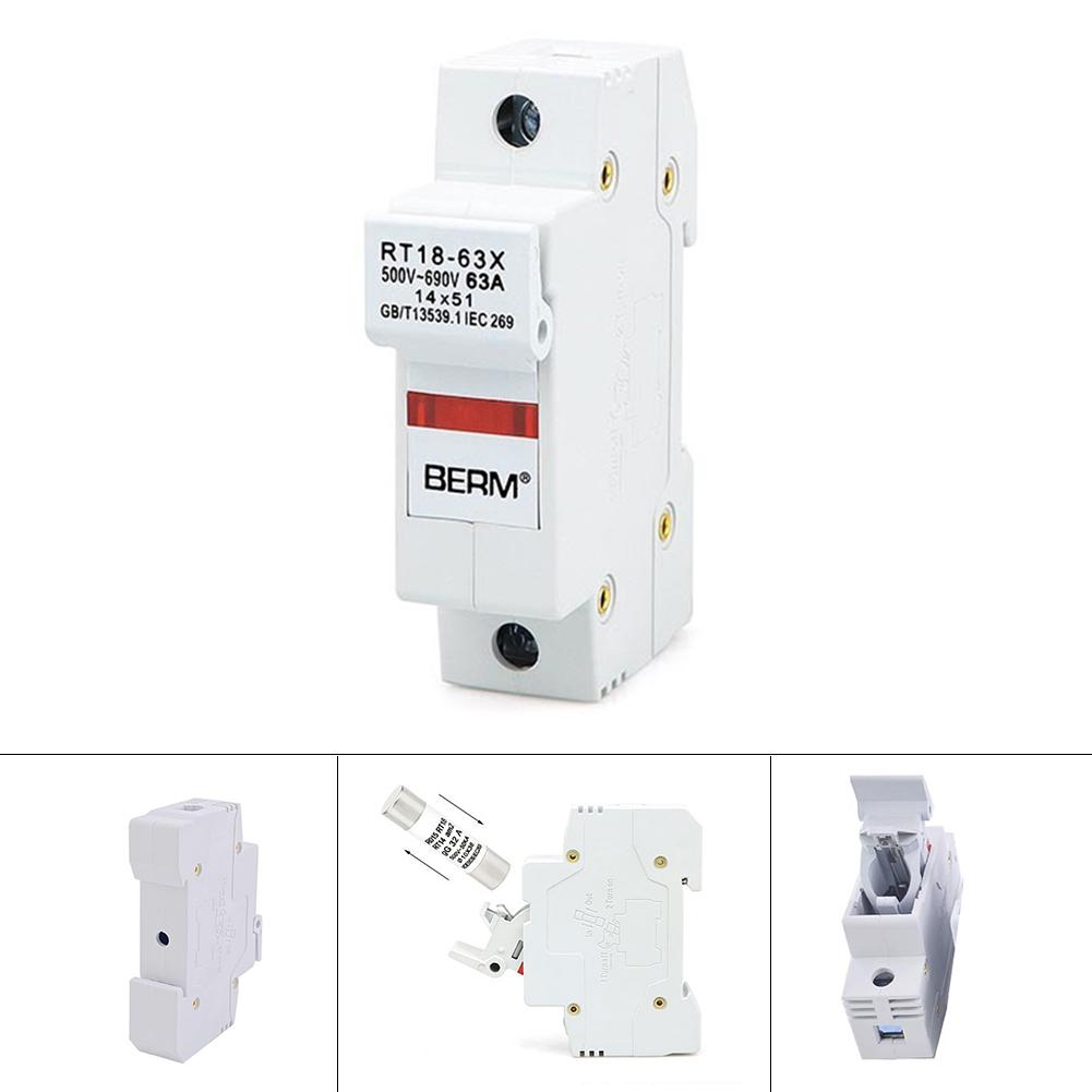 Base Fuse Holder 14x51mm 1P 63A Accessories DIN Rail