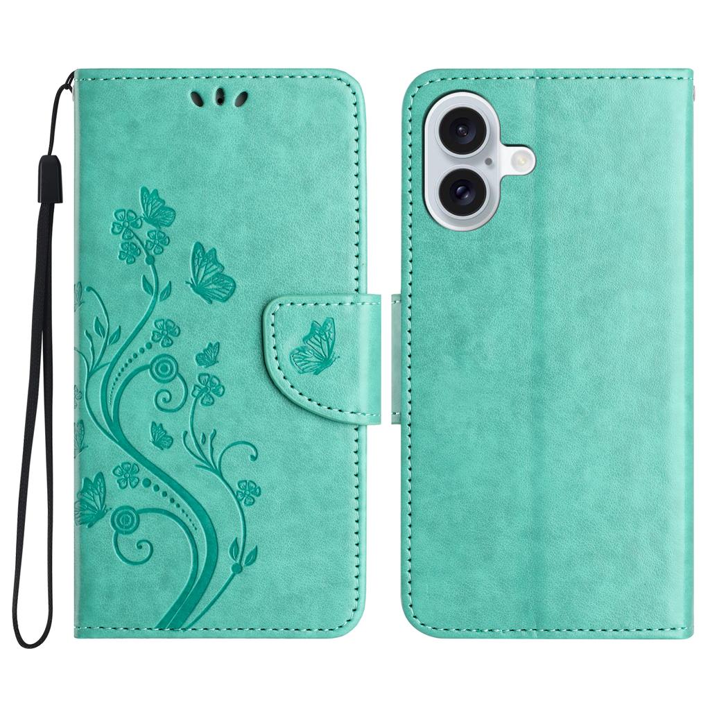 For iPhone 17 Case Imprinted Mini Butterfly Leather Wallet Phone Cover