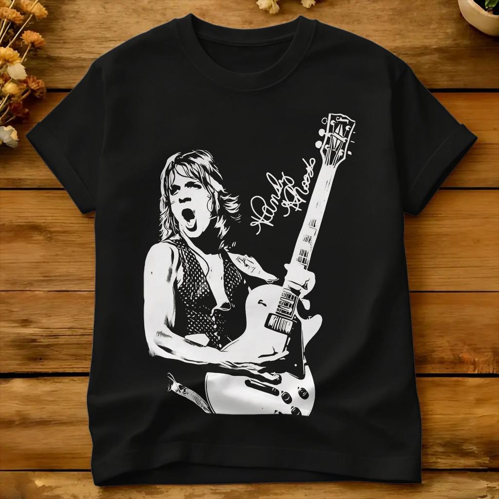 Randy Rhoads Retro Singer T Shirt Summer Novelty T Shirts Cotton Oneck 4xl 5xl 6xl Clothes Short Sleeve Y2k Casual Tops