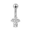 Stainless Steel Zirconia Navel Ring with Inlaid Diamond