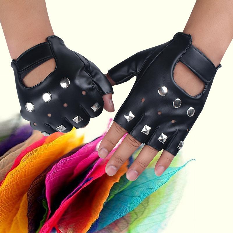 Half Finger Outdoor Cycling Exercise Fitness Tactics Motorcycle Rivet Street Dance Performance Dance Gloves