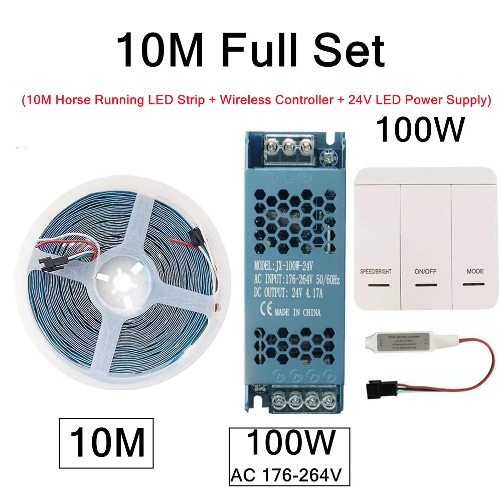 5M 10M DC24 WS2811 Running Water Flowing LED Strip Light SMD2835 Horse Race Pixel Addressable Flexible Linear Lamp Set