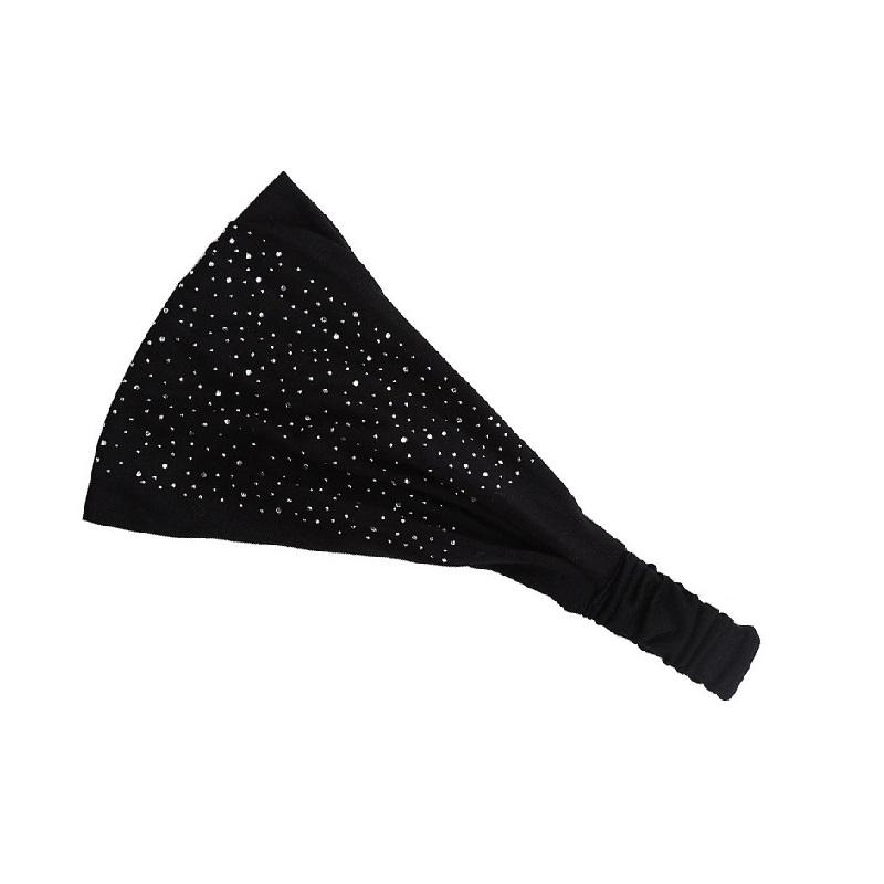 Einfarbiger Strass breiter Rand hinten elastisches Stirnband für Damen