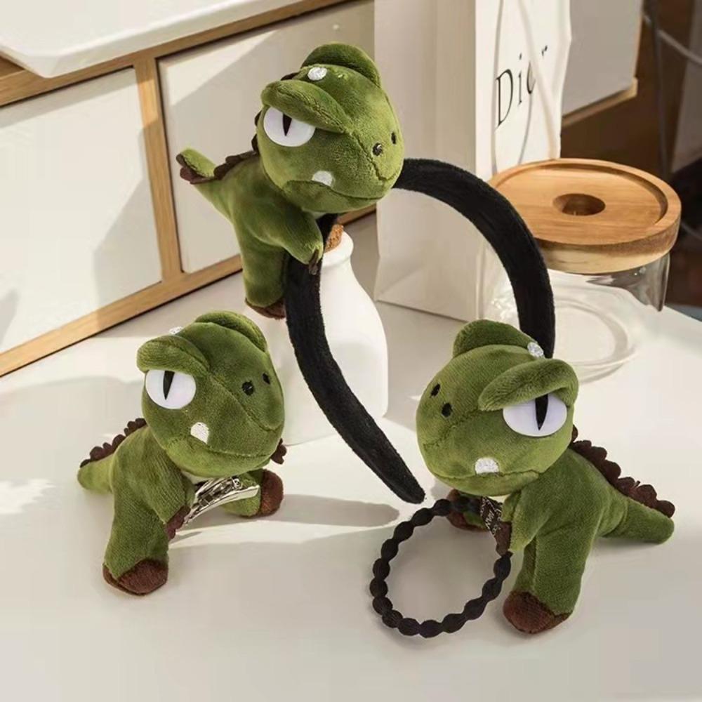Cartoon Little Dinosaur Doll Cute Headband Korean Internet Celebrity Super Cute Headband Plush Hairpin Exquisite Brooch Hair Accessories