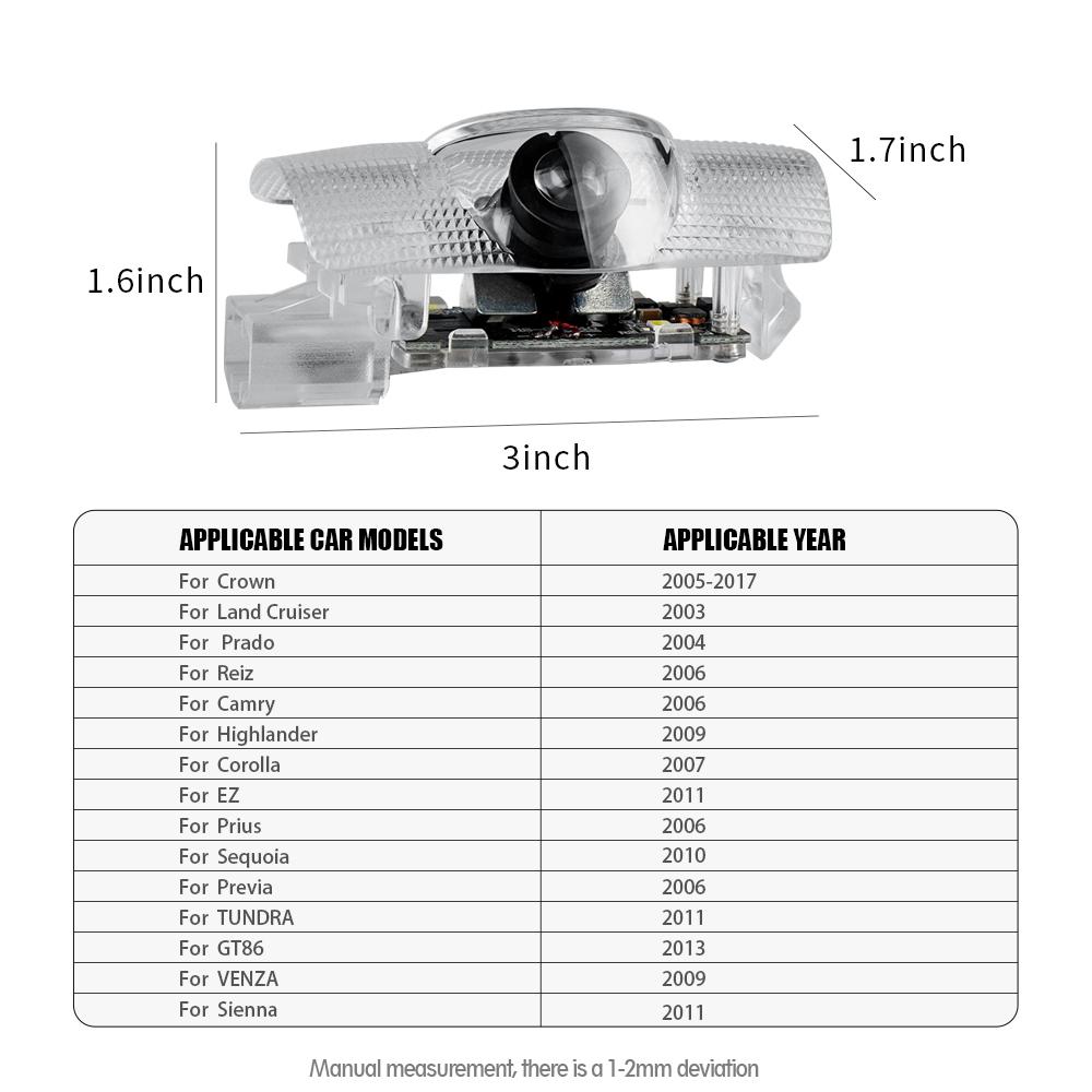 For Toyota NHW221Night Light sticker For Toyota Led Car Door Welcome Lamp Laser Projector Logo Camry Corolla Prius RAV4 Land Cruiser Prado Tundra