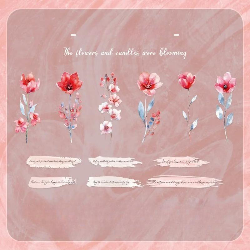 12 listů INS Rostlina Květina Scrapbookingové materiály PET Samolepkový balíček Junk Journal Koláž Dekorativní Estetické Papírnictví Samolepky