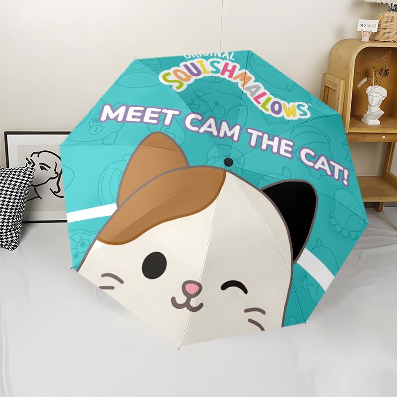 squishmallows Print Automatic Umbrella, 8 Rib Iron Frame, Plastic Handle, Suitable for Outdoor Travel &Daily , Ideal Gift