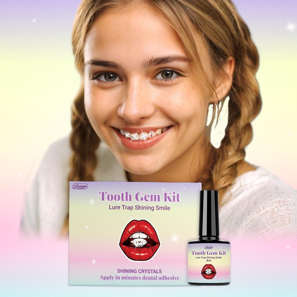 Tooth Gem Full Set Kit Sparkle Tooth Jewelry Durable Easy Apply Cosmetic Dental Accessory
