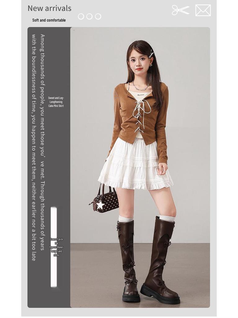 2025 Stylish Elastic Waist Jacquard Skirt - Fluffy Cake Design, Long Legs Effect, Versatile Slimming Short Skirt