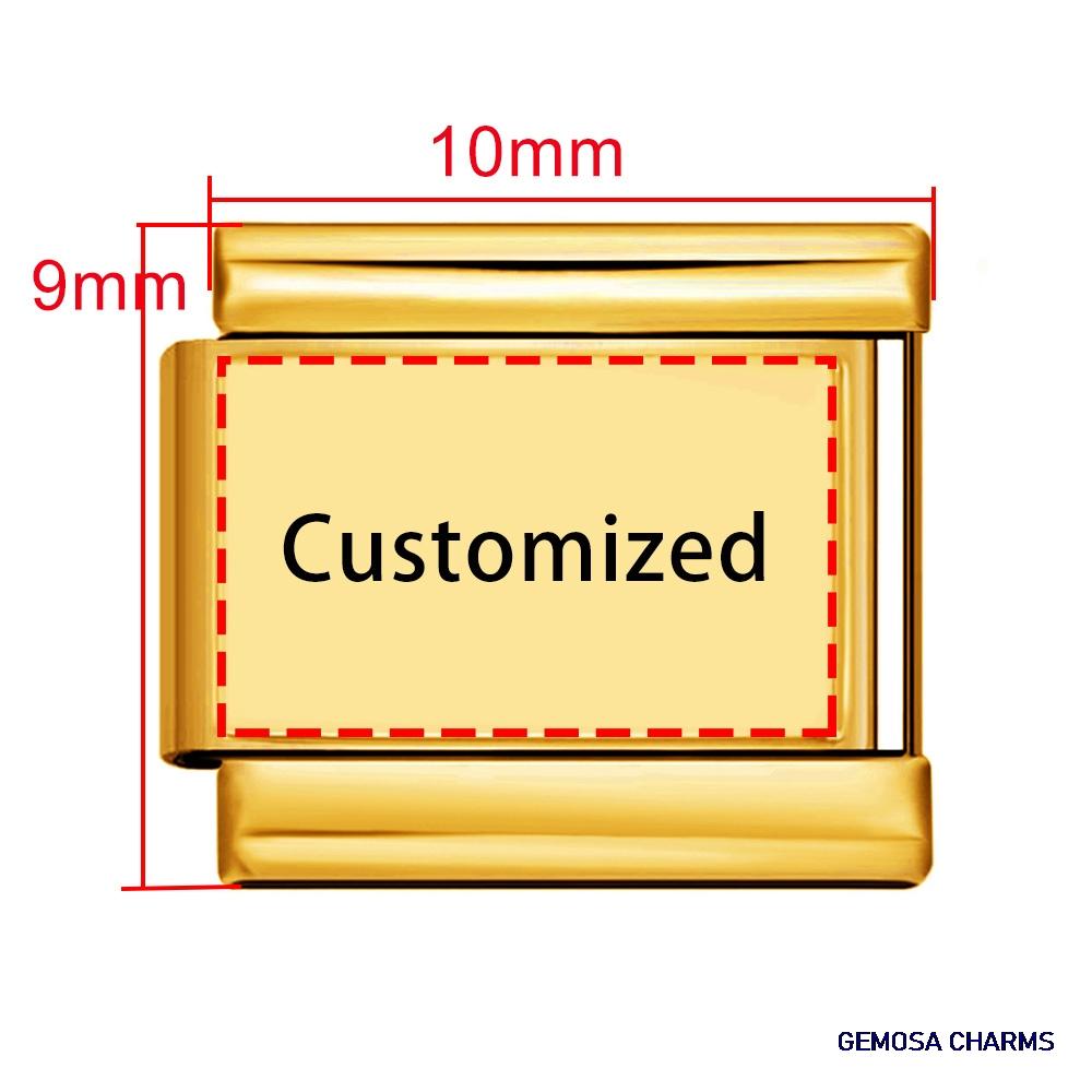 

GEMOSA Geometric Picture Photo Personalization Bulk Italian Charm Link Fit 9mm Stainless Steel Bracelet DIY Beads