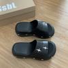 Fashion thick-soled one-pedal slippers 2025 summer height increase wear-resistant simple beach fashion shit-stepping casual sandals