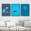 WCIC New Modern Blue Simple Series Small Animals Theme Decorative Painting Art Cloth Home Background Wall Decoration Hanging Painting