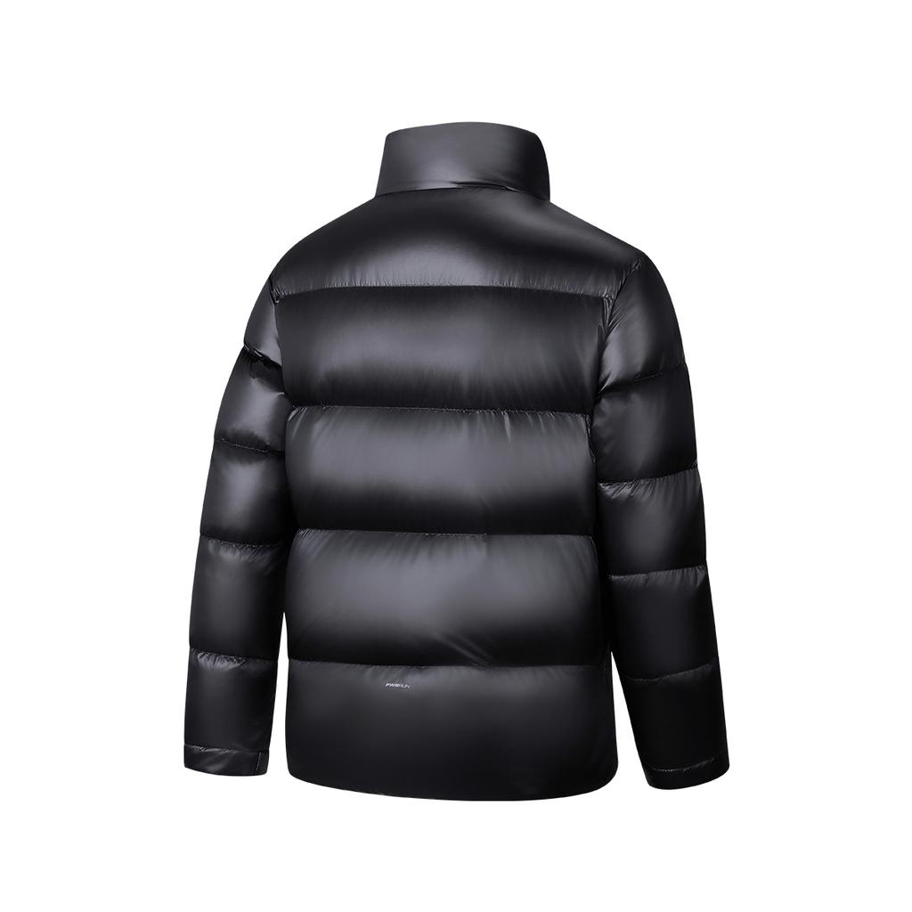 Saucony Urban Commuting Series Stand Collar Zipper Solid Color Logo Design Long Sleeve Down Jacket Men Outerwear Bright-Black SC2220002C-MT03