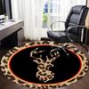 1pc Leopard Print Deer Head Chair Carpet for Office, Round Polyester Mat, Indoor Decor for Office, Washable Non-slip Carpet yy251219017