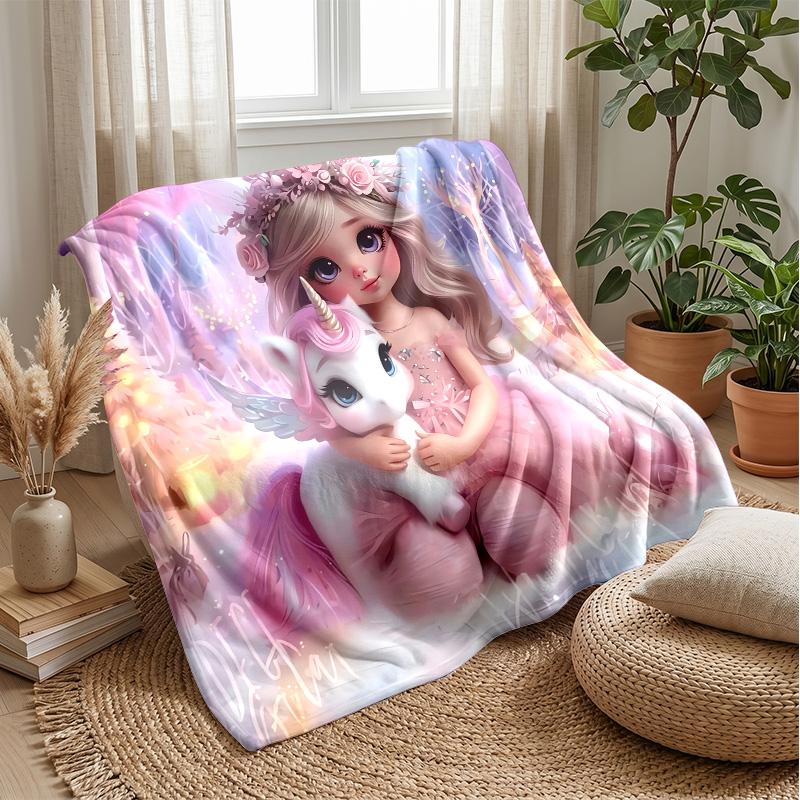 Fantastic Unicorns in Galaxy Theme blanket Lightweight Warm Flannel Blanket Decorative Throw Blanket for Home Decoration