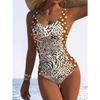 Costume da bagno intero estivo sexy con stampa di un bellissimo motivo, vestibilità aderente e snellente, design con profonda scollatura posteriore a U, costume da bagno alla moda accattivante per spiaggia, piscina, vacanze